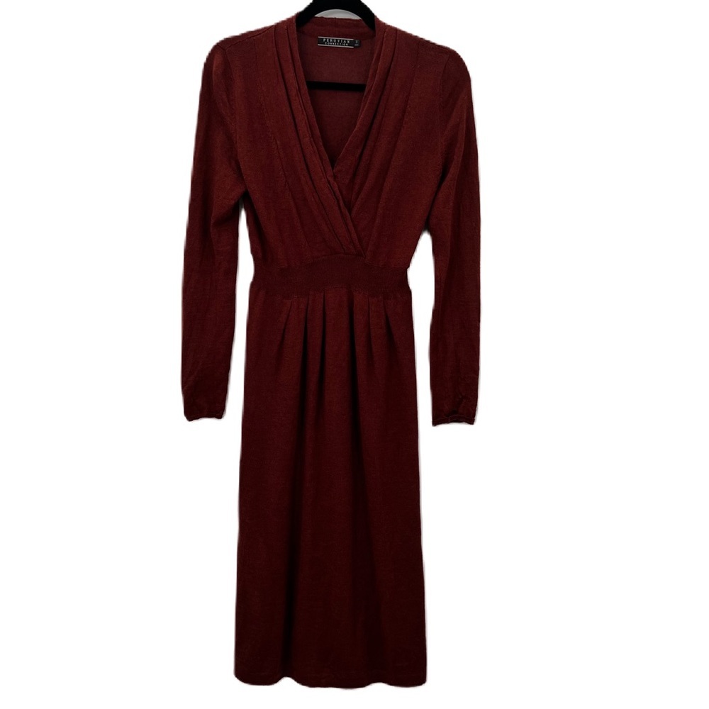 Peruvian Connection Women's Rust Long-Sleeve Wrap Dress - Picture 2 of 9